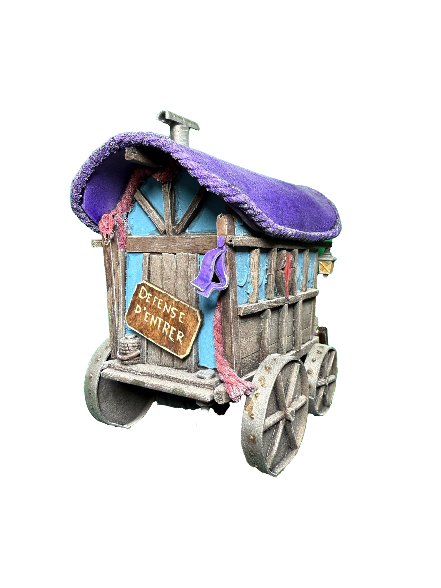 Maquette de roulotte Vistani, vue arrière