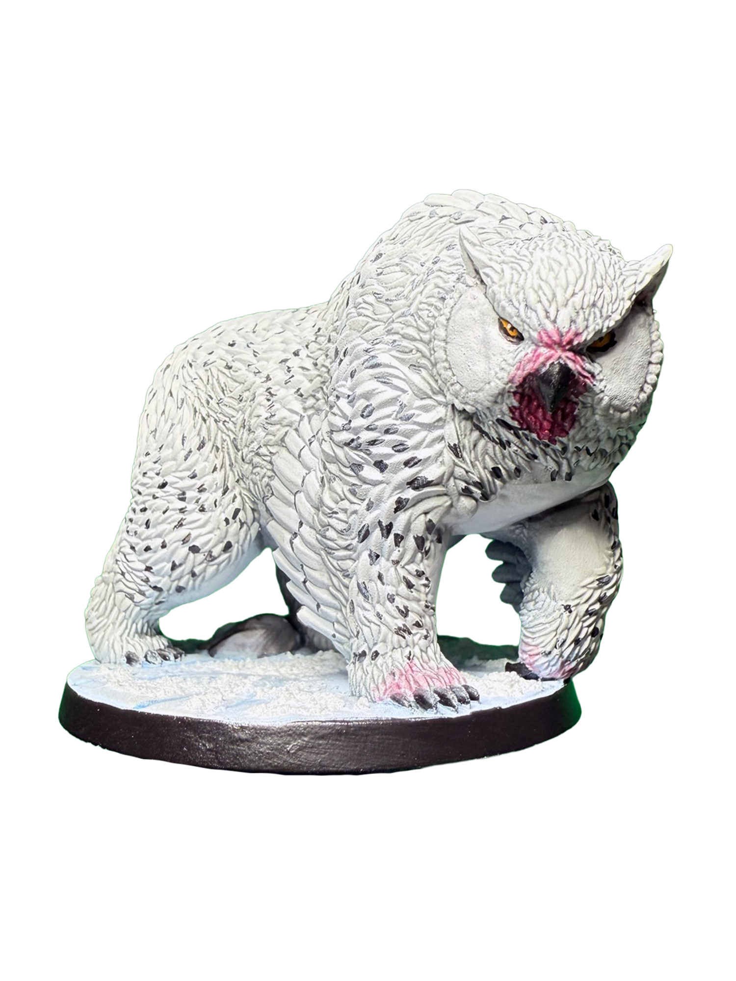 Un hibours peint comme un Harfang des neiges