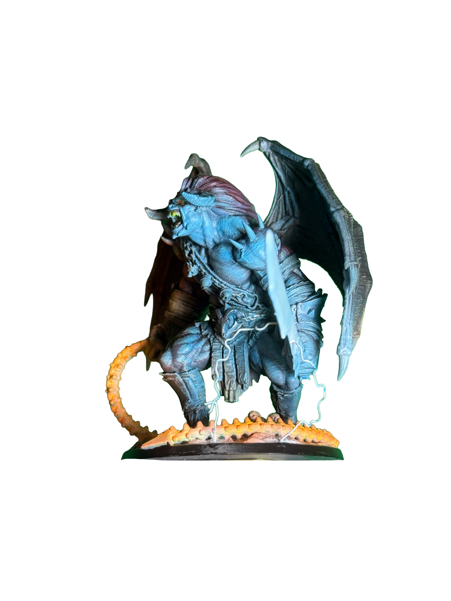 Un balor avec un fouet de flammes et une épée de foudre